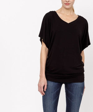 BAMBOO SK COLLECTION SIGNATURE TUNIC TOP Fabina BLACK S 