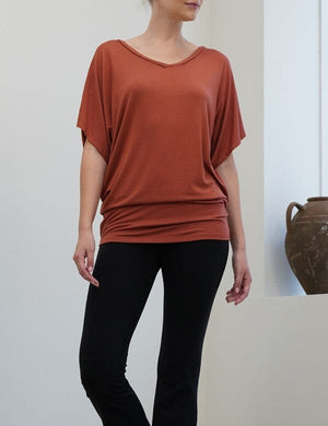 BAMBOO SK COLLECTION SIGNATURE TUNIC TOP Fabina RUST S 