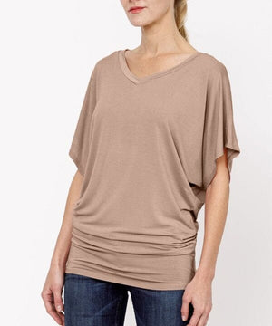 BAMBOO SK COLLECTION SIGNATURE TUNIC TOP Fabina TAUPE S 