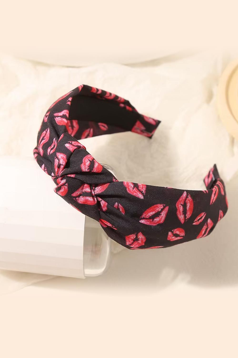 Black & Red Kiss Me Valentine's Top Knot Headband