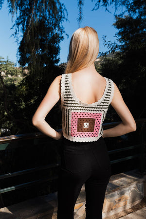 Bohemian Fusion Multi-Patterned Crochet Stitched Top Top Leto Collection 