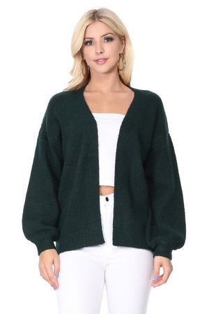 Bubble Bell Sleeve Chunky Open Sweater Cardigan Mak Peacock S 