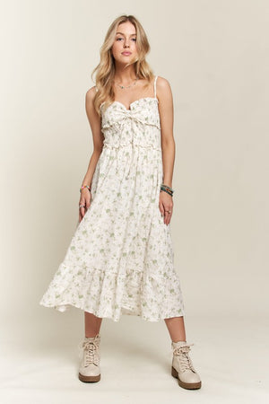 Smocked Floral Sweetheart Neck Cami Dress