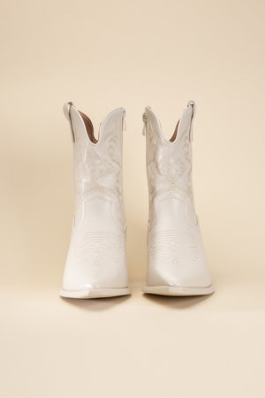 Western Booties - Ivory, Silver, Gold