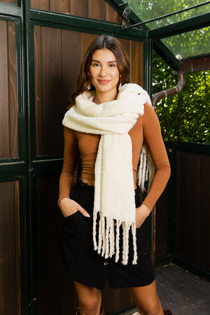 Cloud Soft Tassel-Trimmed Scarf Scarves Ivory