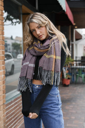 Colorblock Stripe Tassel Scarf Scarves Leto Collection 