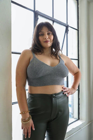 Contour Rib Knit Brami Plus Bralette Leto Collection 1XL/2XL Gray 