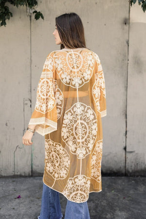 Contrast Mesh Cotton Lace Kimono Kimono Leto Collection 