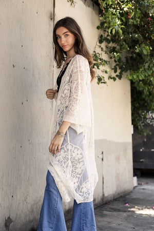 Contrast Mesh Cotton Lace Kimono Kimono Leto Collection 