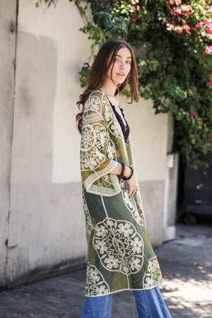 Contrast Mesh Cotton Lace Kimono Kimono Leto Collection 