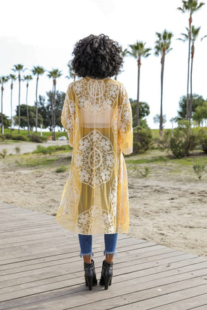 Contrast Mesh Cotton Lace Kimono Kimono Leto Collection 