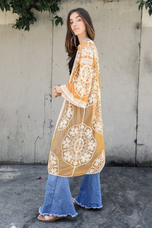 Contrast Mesh Cotton Lace Kimono Kimono Leto Collection 