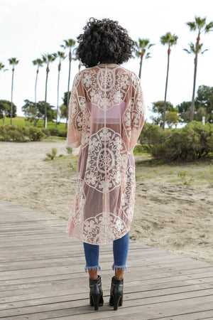 Contrast Mesh Cotton Lace Kimono Kimono Leto Collection 