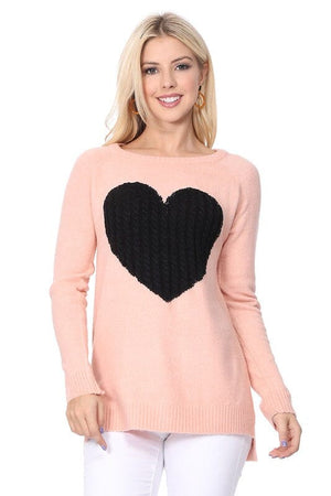 Cozy Heart Jacquard Round Neck Pullover Sweater Mak 