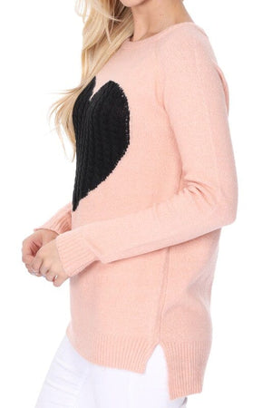 Cozy Heart Jacquard Round Neck Pullover Sweater Mak 