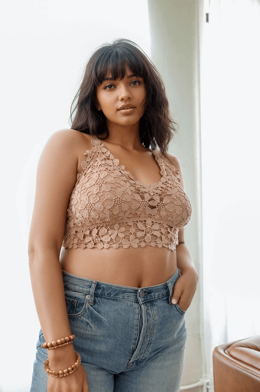 Crochet Daisy Longline Bralette Plus Bralette Leto Collection Rose 