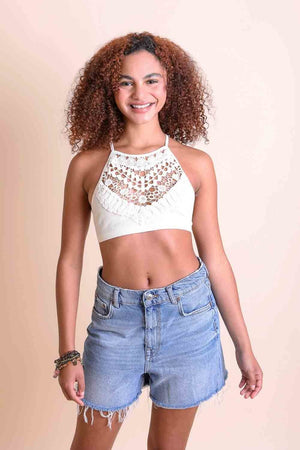 Crochet Lace High Neck Bralette XS/S / Ivory