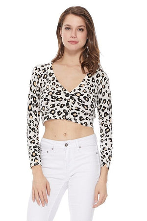 Cropped Bolero Leopard Print Sweater Cardigan Mak 