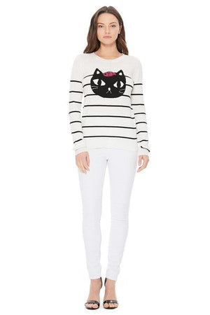 Cute Cat Face Jacquard Sweater Pull Over Mak 