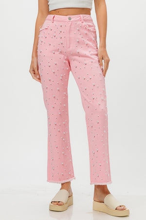 Washed Pearl Embellished Pants