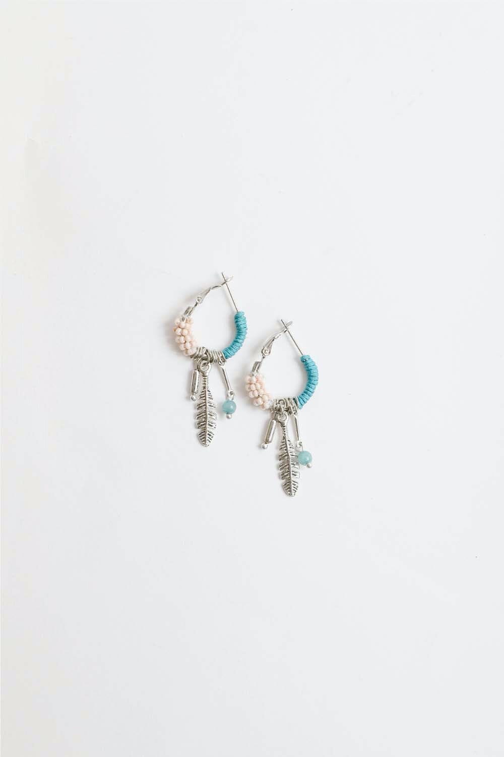 Dainty Boho Feather Hoop Earrings Jewelry Leto Collection 