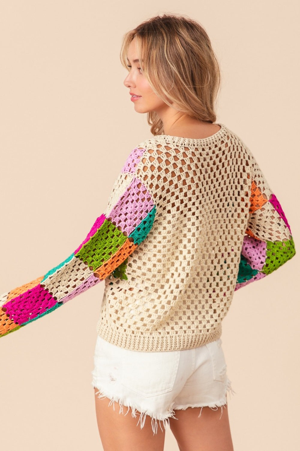 Multi Color Checkered Sweater - Oatmeal Multi