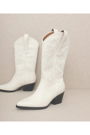 Elevated Western Boot - Silver, Off White