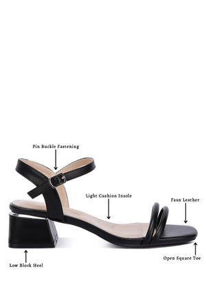 Sulein Ankle Strap Low Block Heels