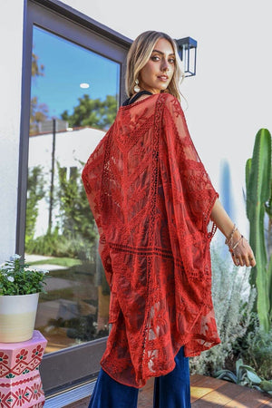 Embroidered Mesh Leaf Kimono Kimono Leto Collection 