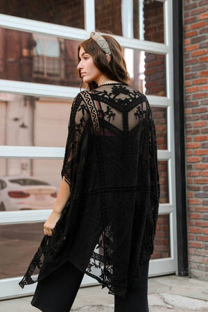 Embroidered Mesh Leaf Kimono Kimono Leto Collection 