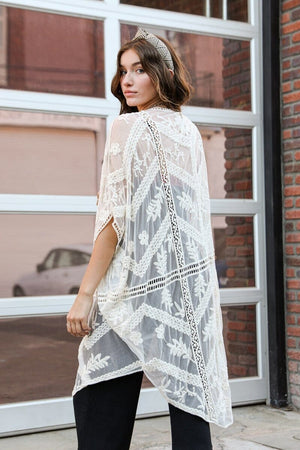 Embroidered Mesh Leaf Kimono Kimono Leto Collection 