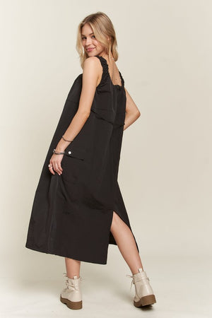 Drawstring Slit Back Cargo Dress