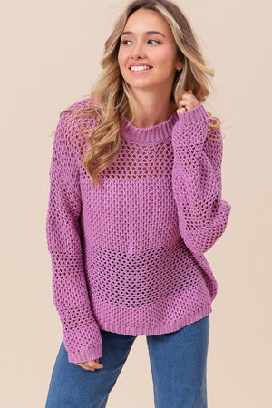 Openwork Long Sleeve Knit Top