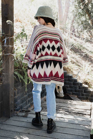 Faux Hair Aztec Pocket Ruana Ponchos