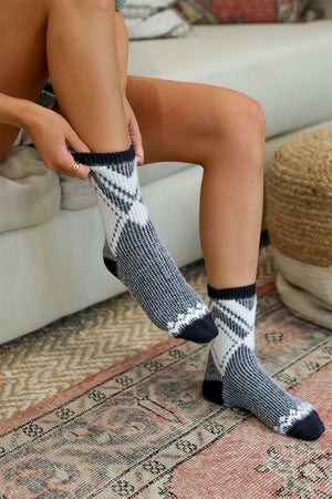 Faux Mohair Diamond Pattern Socks Socks Leto Collection 