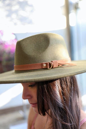 Flat Brim Buckle Hat Hats & Hair Leto Collection Olive 