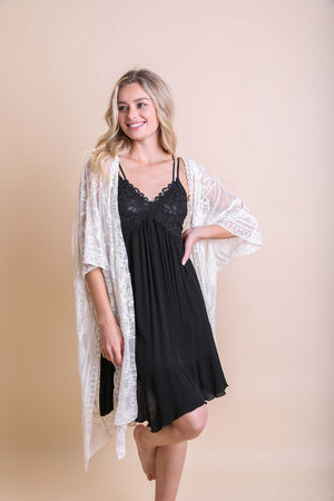 Floral Mandala Mesh Kimono Ponchos Leto Collection 