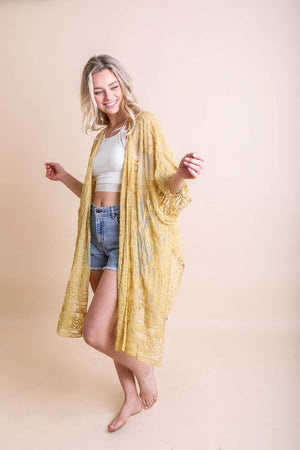 Floral Mandala Mesh Kimono Ponchos Leto Collection 