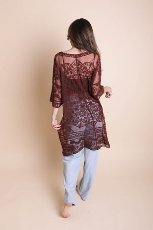 Floral Mandala Mesh Kimono Ponchos Leto Collection 