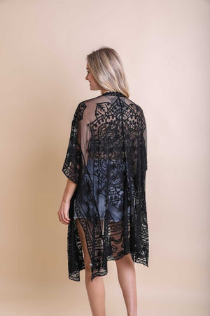 Floral Mandala Mesh Kimono Ponchos Leto Collection 