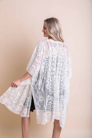 Floral Mandala Mesh Kimono Ponchos Leto Collection 