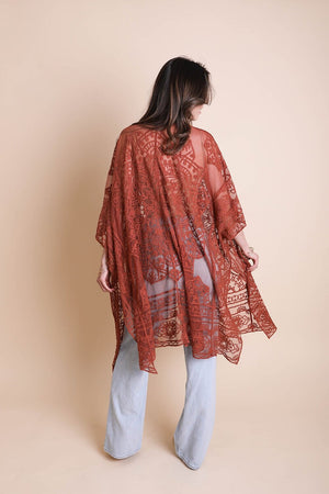 Floral Mandala Mesh Kimono Ponchos Leto Collection 