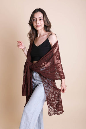 Floral Mandala Mesh Kimono Ponchos Leto Collection 