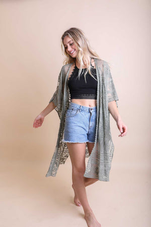 Floral Mandala Mesh Kimono Ponchos Leto Collection 