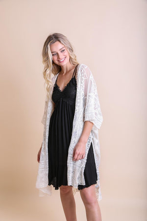 Floral Mandala Mesh Kimono Ponchos Leto Collection Natural 