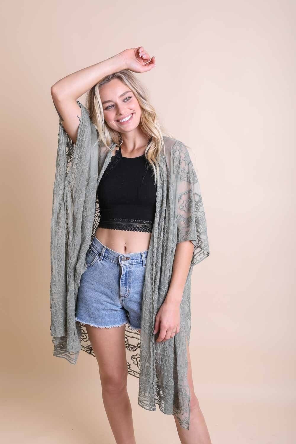 Floral Mandala Mesh Kimono Ponchos Leto Collection 