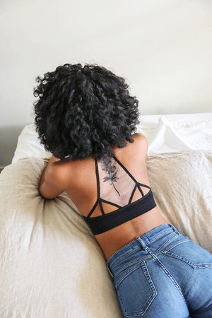 Flower Back Tattoo Bralette Bralette Leto Collection XS/S Black 