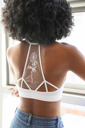 Flower Back Tattoo Bralette Bralette Leto Collection XS/S White 