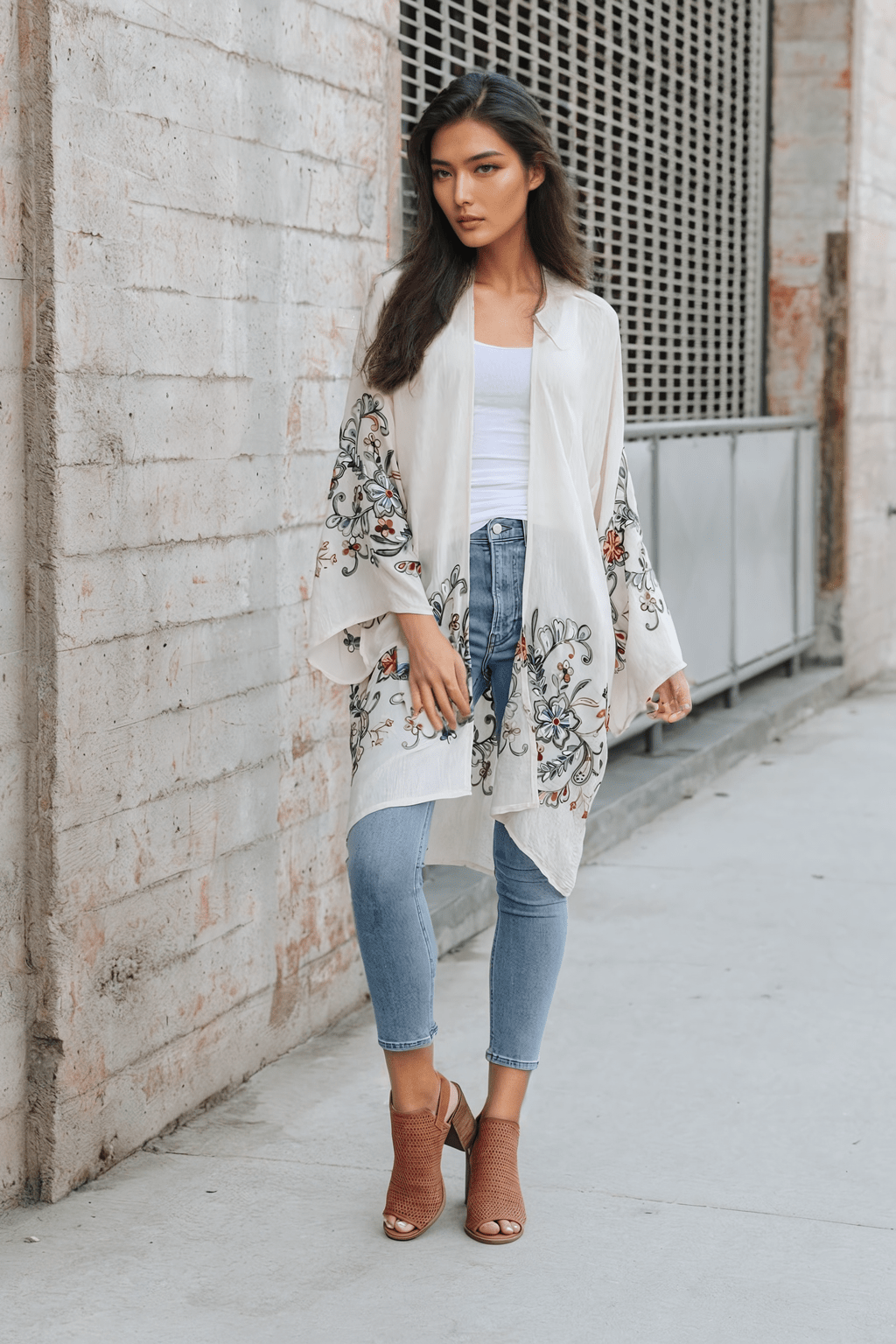 Flower Child Long Kimono Cardigan Kimono Leto Collection Cream 