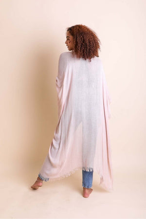 Frayed Trim Kimono Ponchos Leto Collection 